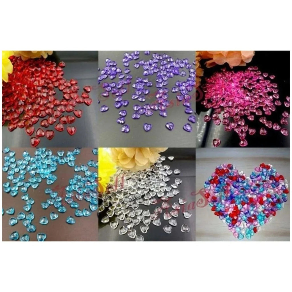 Crystal Heart Table Scatter – 100 pcs, 1 cm Acrylic