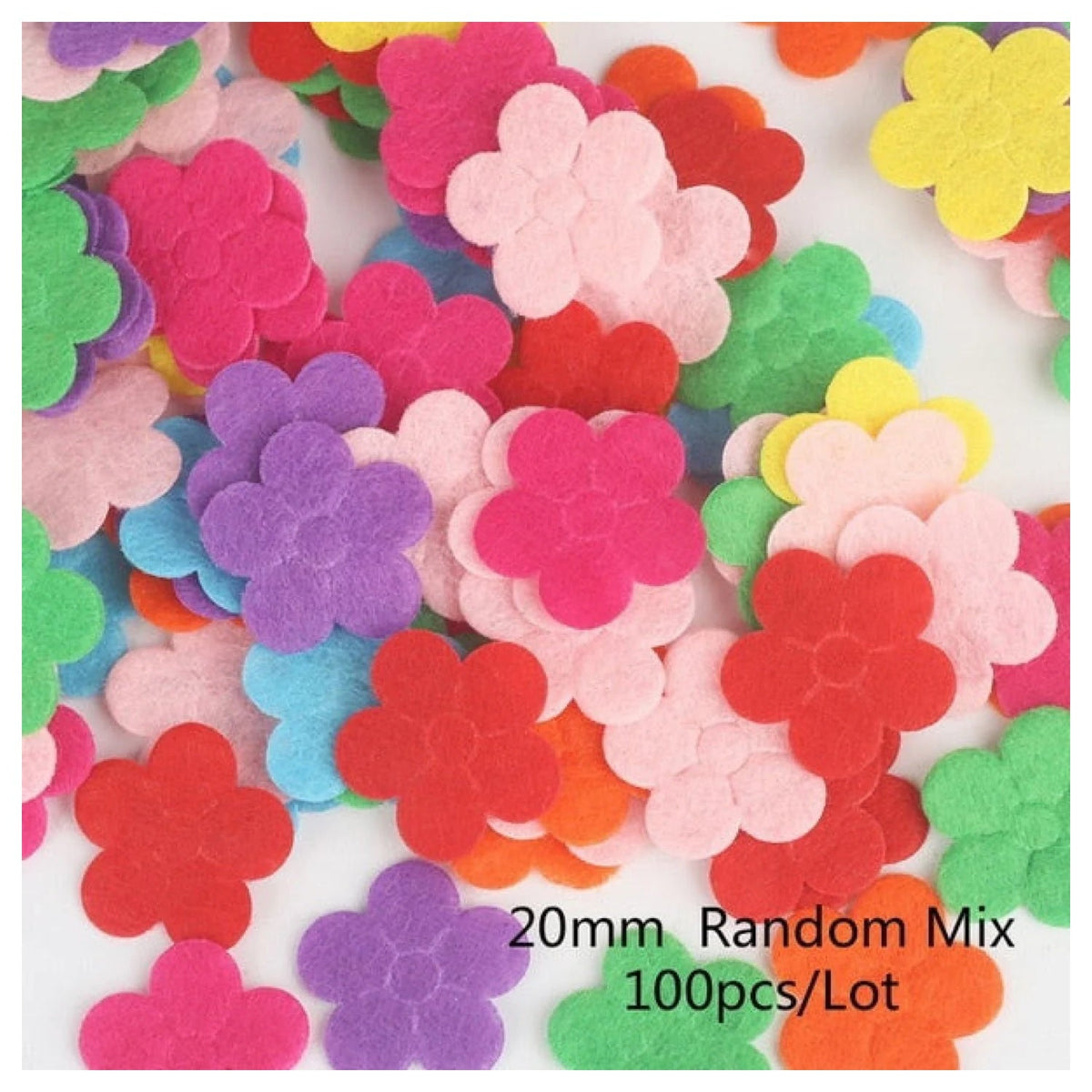 100pcs Fabric Felt Shapes Craft Patch for Sewing & Scrapbooking – 20mm flower 1