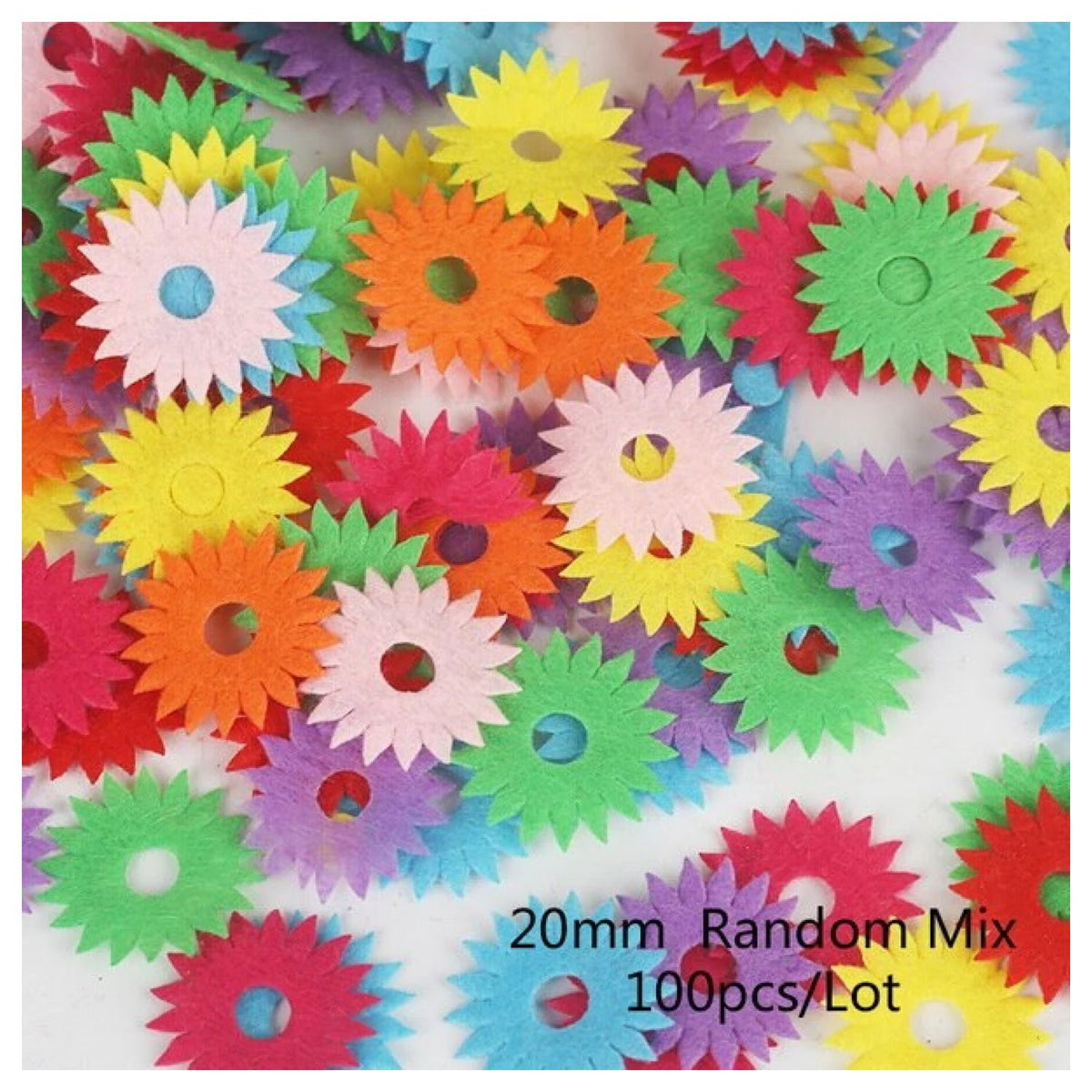 100pcs Fabric Felt Shapes Craft Patch for Sewing & Scrapbooking – 20mm flower