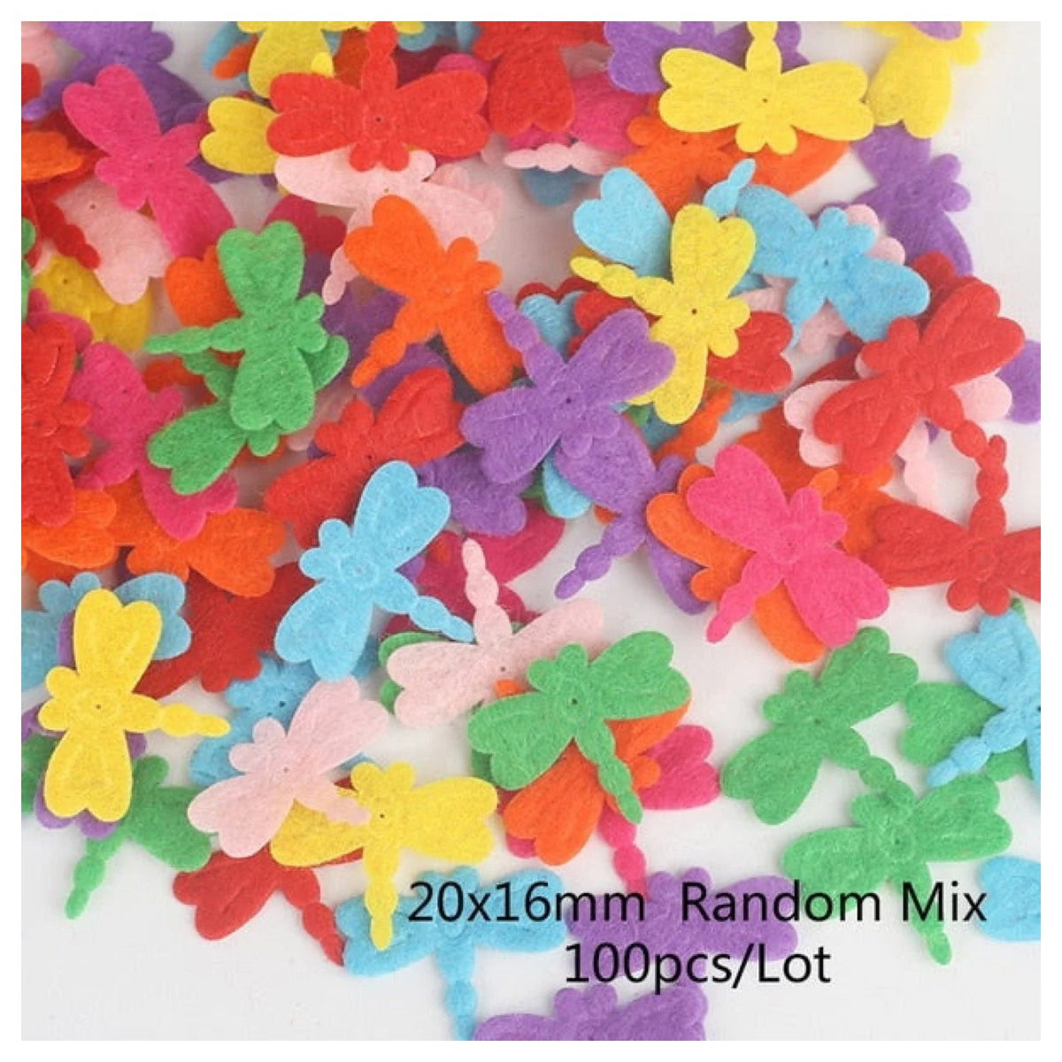 100pcs Fabric Felt Shapes Craft Patch for Sewing & Scrapbooking – 20x16mm dragon fly