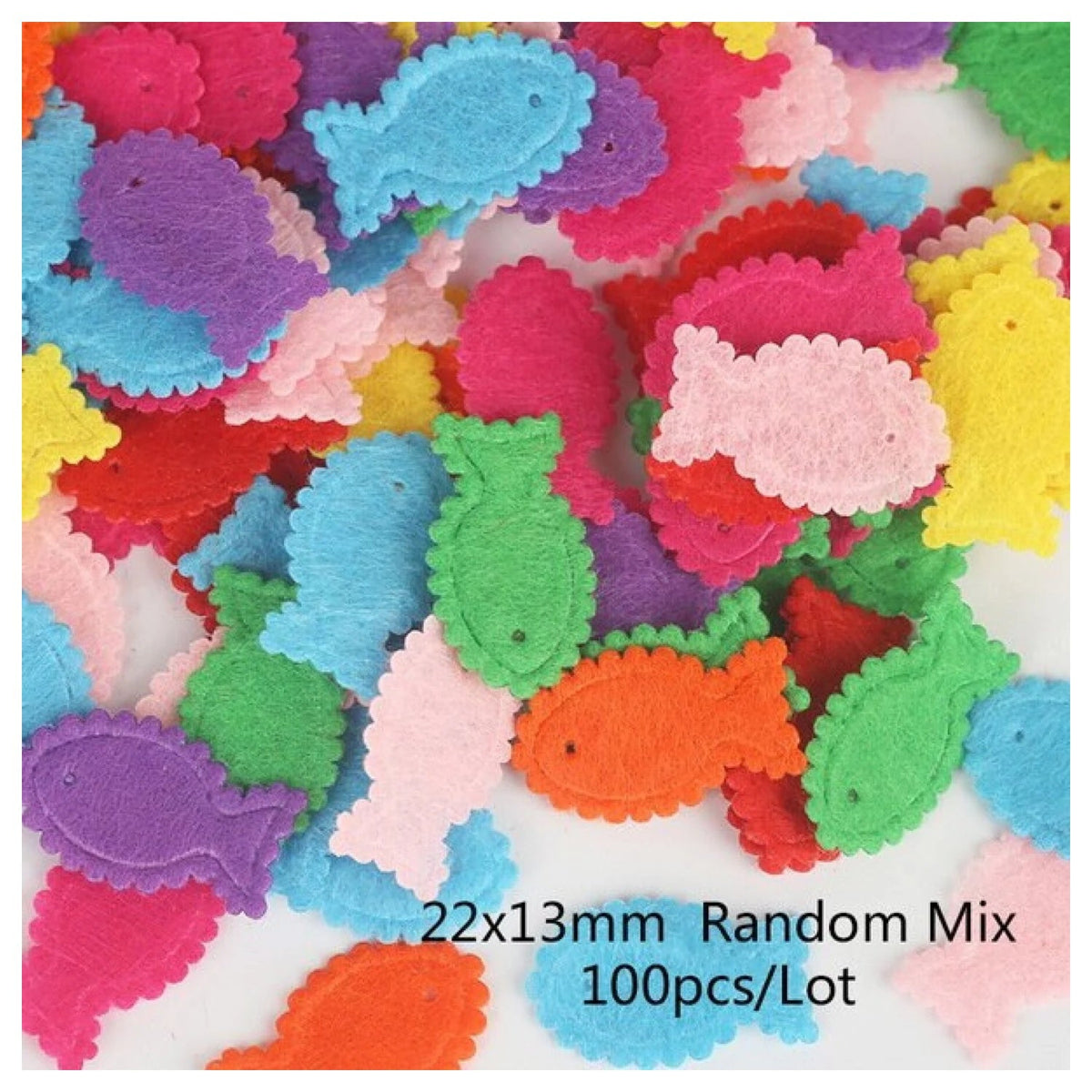 100pcs Fabric Felt Shapes Craft Patch for Sewing & Scrapbooking – 22x13mm fish