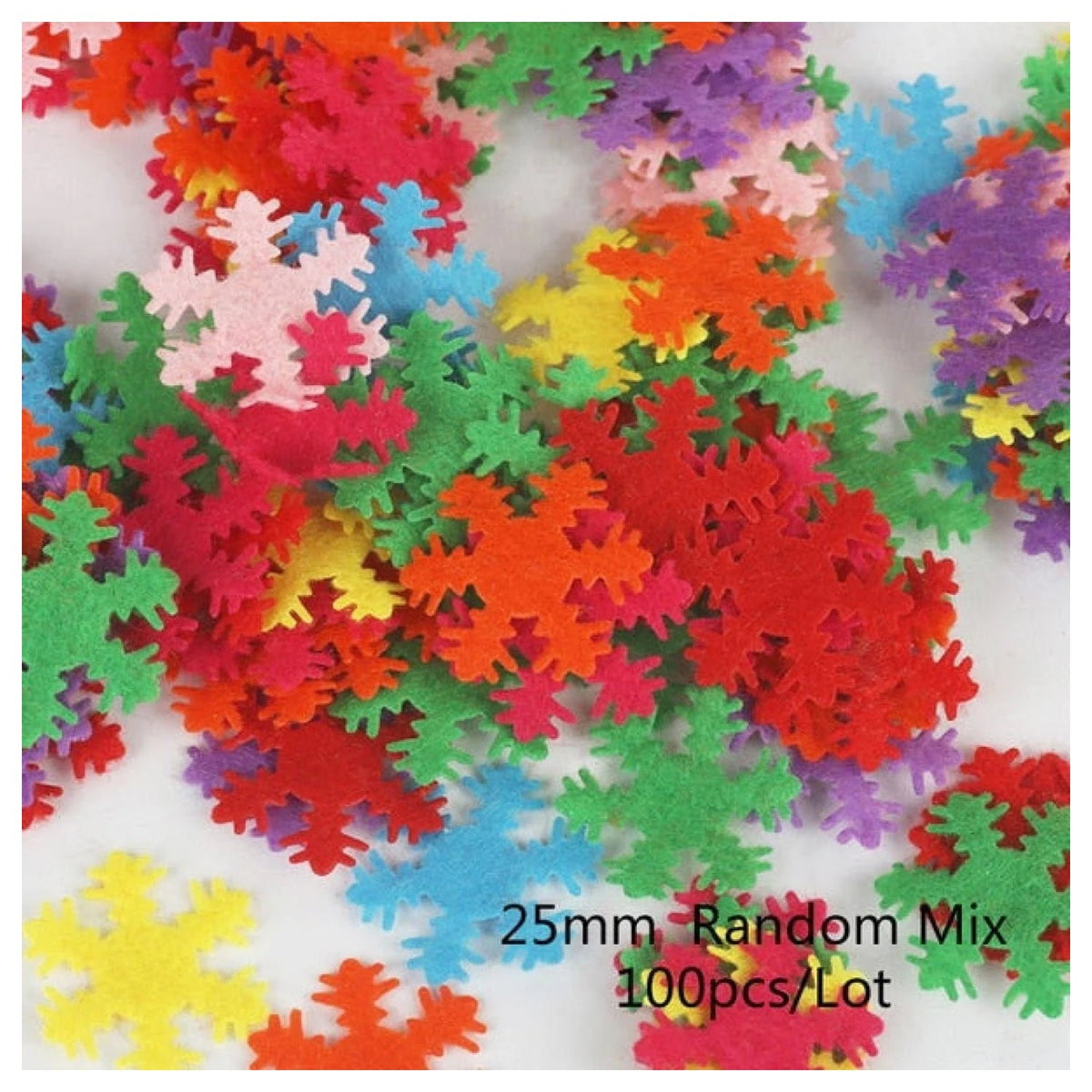 100pcs Fabric Felt Shapes Craft Patch for Sewing & Scrapbooking – 25mm snowflake