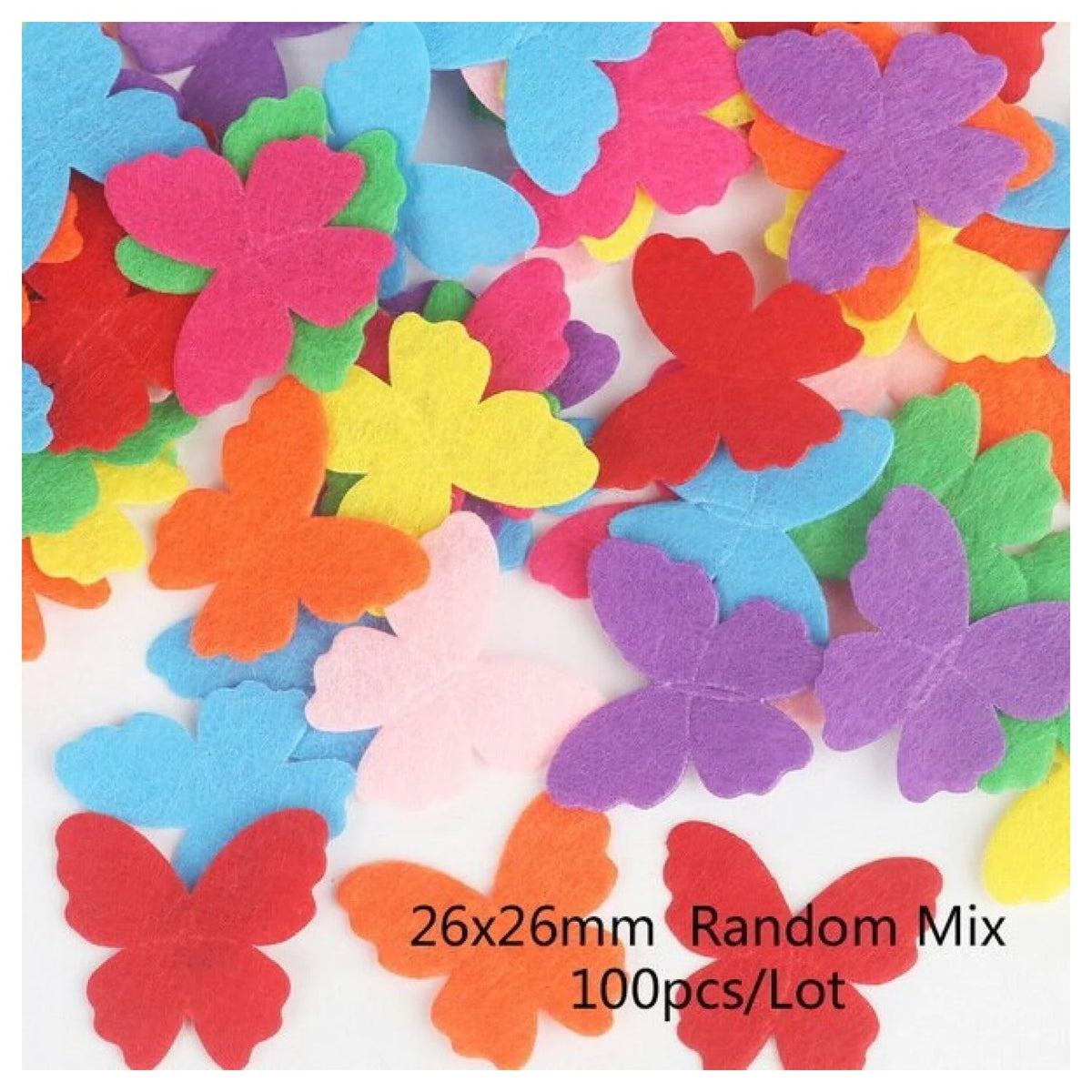 100pcs Fabric Felt Shapes Craft Patch for Sewing & Scrapbooking – 26x26mm butterfly