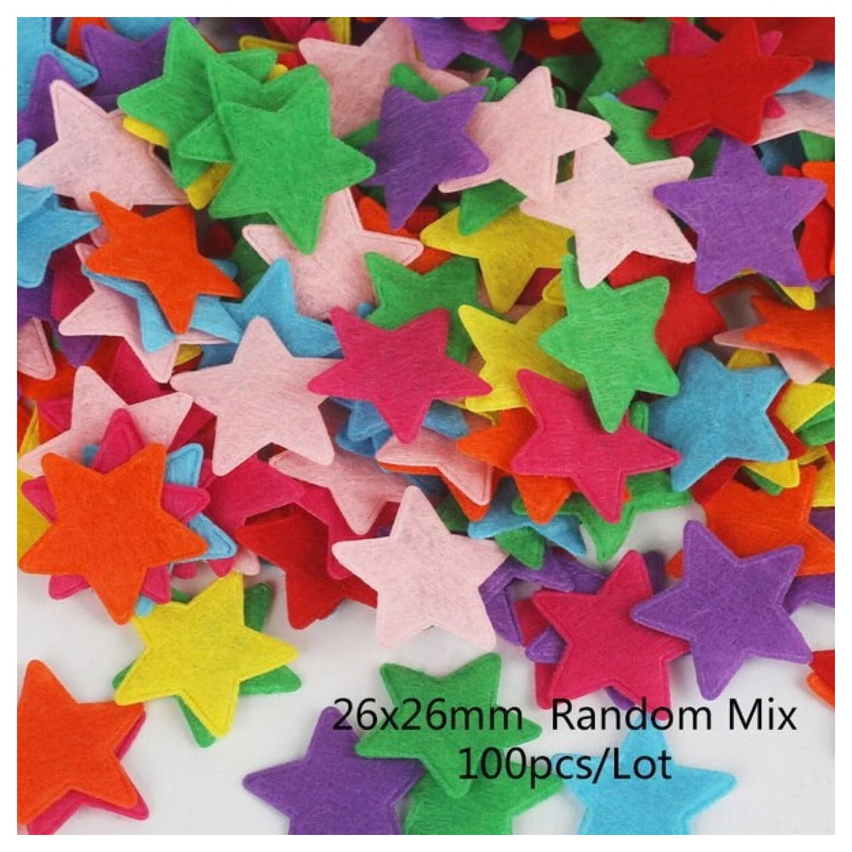 100pcs Fabric Felt Shapes Craft Patch for Sewing & Scrapbooking – 26x26mm star