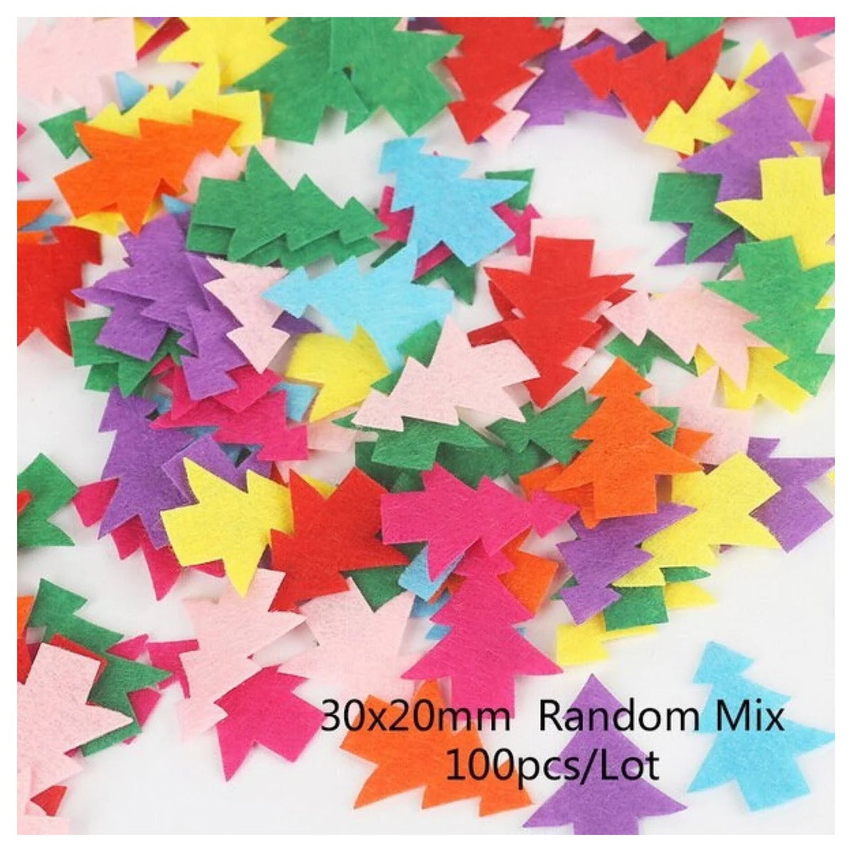 100pcs Fabric Felt Shapes Craft Patch for Sewing & Scrapbooking – 27x23mm christmas tree