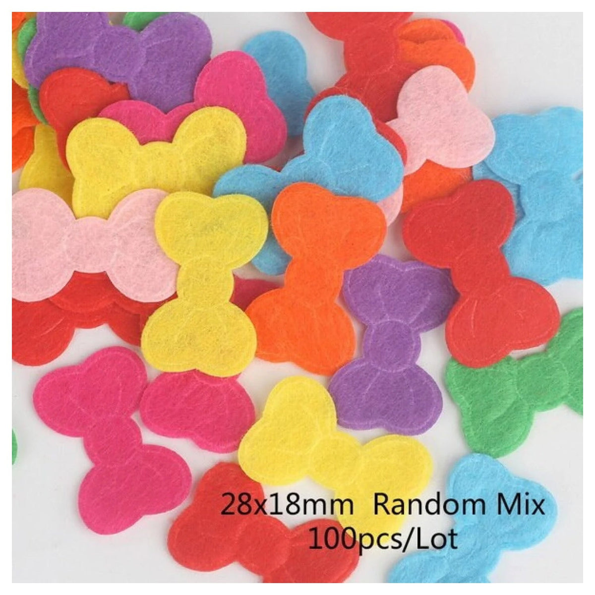 100pcs Fabric Felt Shapes Craft Patch for Sewing & Scrapbooking – 28x18mm bowtie