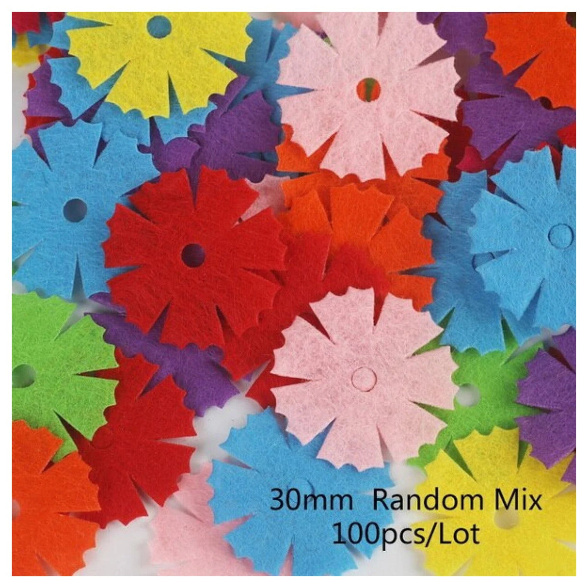 100pcs Fabric Felt Shapes Craft Patch for Sewing & Scrapbooking – 30mm flower