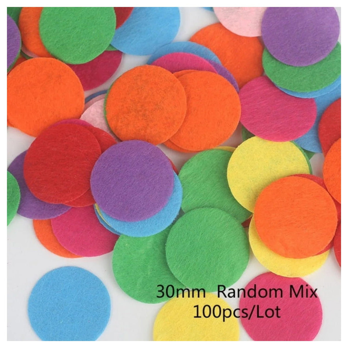 100pcs Fabric Felt Shapes Craft Patch for Sewing & Scrapbooking – 30mm round
