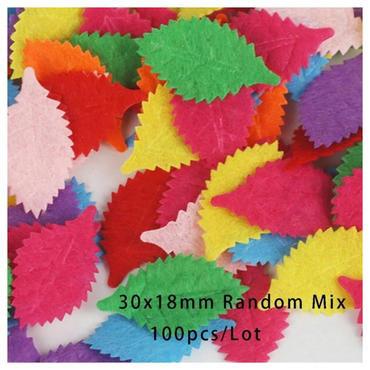 100pcs Fabric Felt Shapes Craft Patch for Sewing & Scrapbooking – 30x18mm leaves