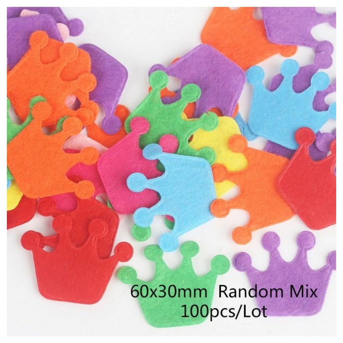 100pcs Fabric Felt Shapes Craft Patch for Sewing & Scrapbooking – 40x30mm crown