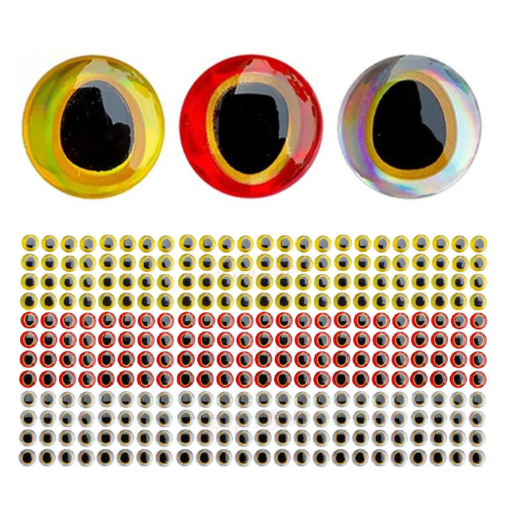 100pcs Holographic Fish Eyes Oval Pupil 6-12mm Silver Red Yellow