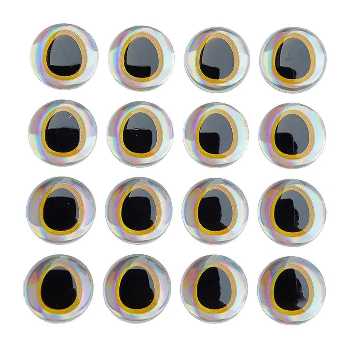 100pcs Holographic Fish Eyes Oval Pupil 6mm 12mm Silver Yellow Red Stick On Strong Craft - Silver 6mm - Asia Sell