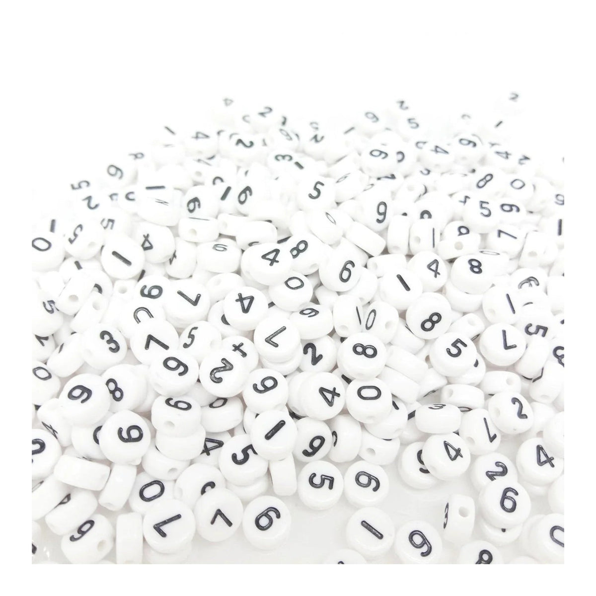 Numbers Spacer Beads DIY Black Writing on White – 100 Pack