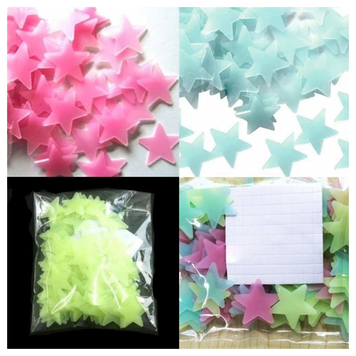 100pcs Wall Stars 3D Glow-In-The-Dark Fluorescent Stickers