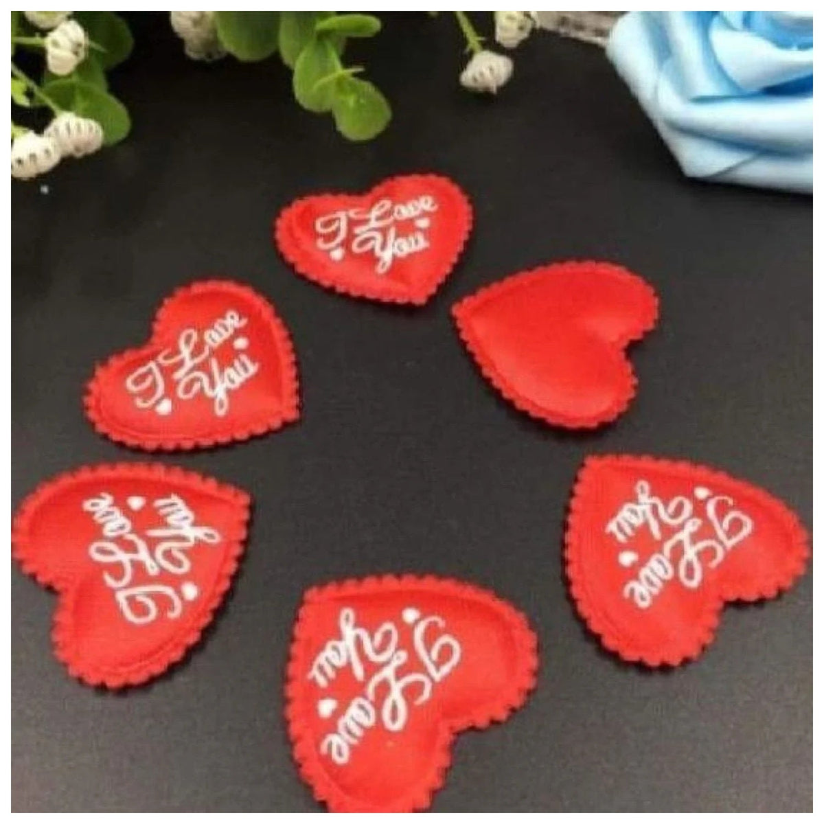 100pcs RED Fabric Hearts 3.6x3.2cm Wedding Confetti