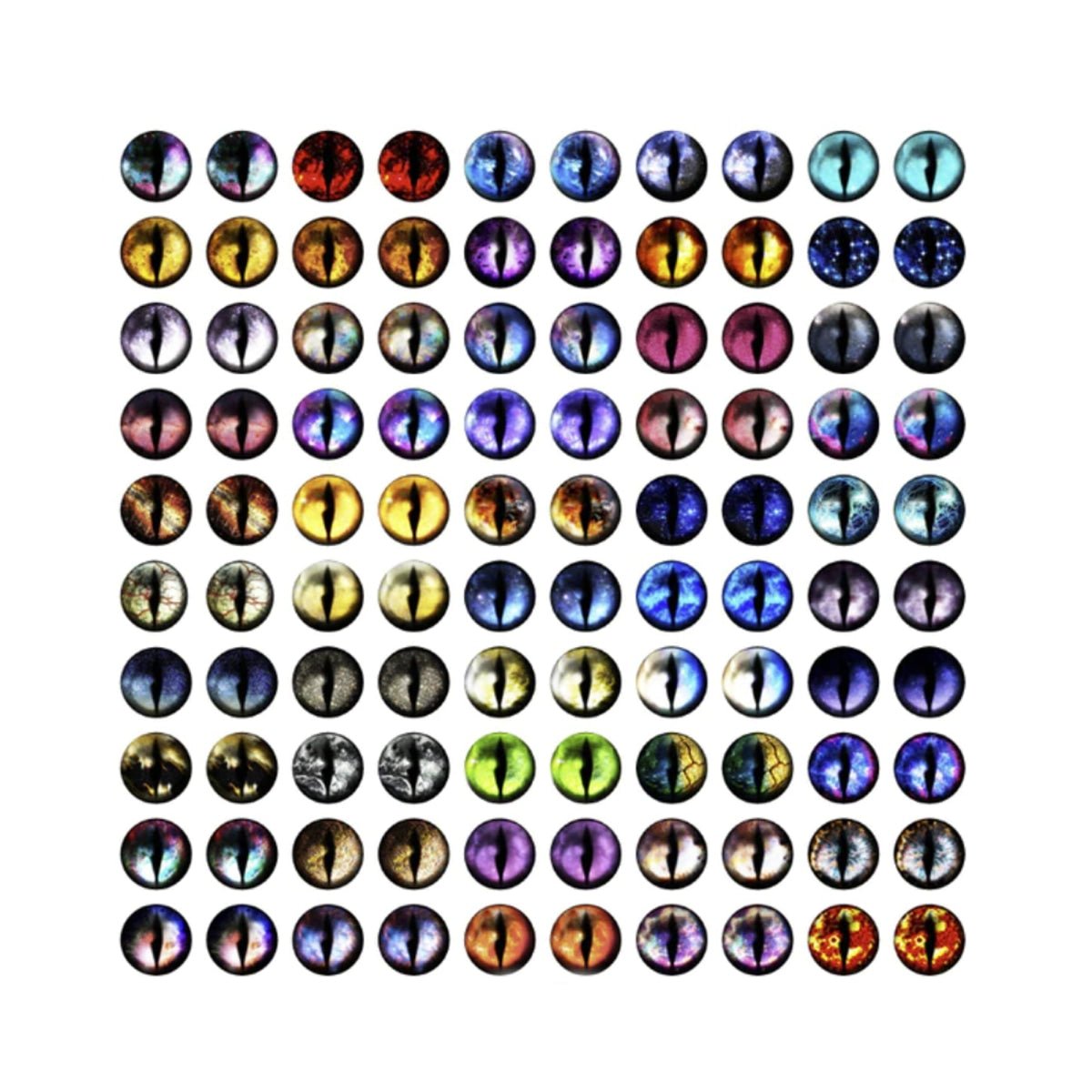 200pcs Round Pupil Glass Eyes 6-12mm Mixed Cats Eye Cabochons – Animal Pupils 6mm, Animal Pupils 8mm, Animal Pupils 10mm, Animal Pupils 12mm
