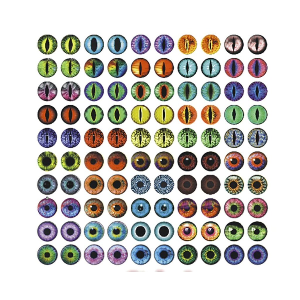 100pcs Round Pupil Glass Eyes 6mm-12mm Mixed Cat Eye Cabochons – Mixed Pupil 6mm, Mixed Pupil 8mm, Mixed Pupil 10mm, Mixed Pupil 12mm