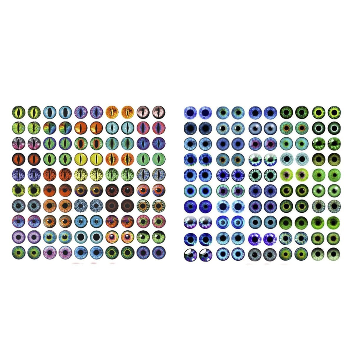 100pcs Round Pupil Glass Eyes 6mm-12mm Mixed Cat Eye Cabochons