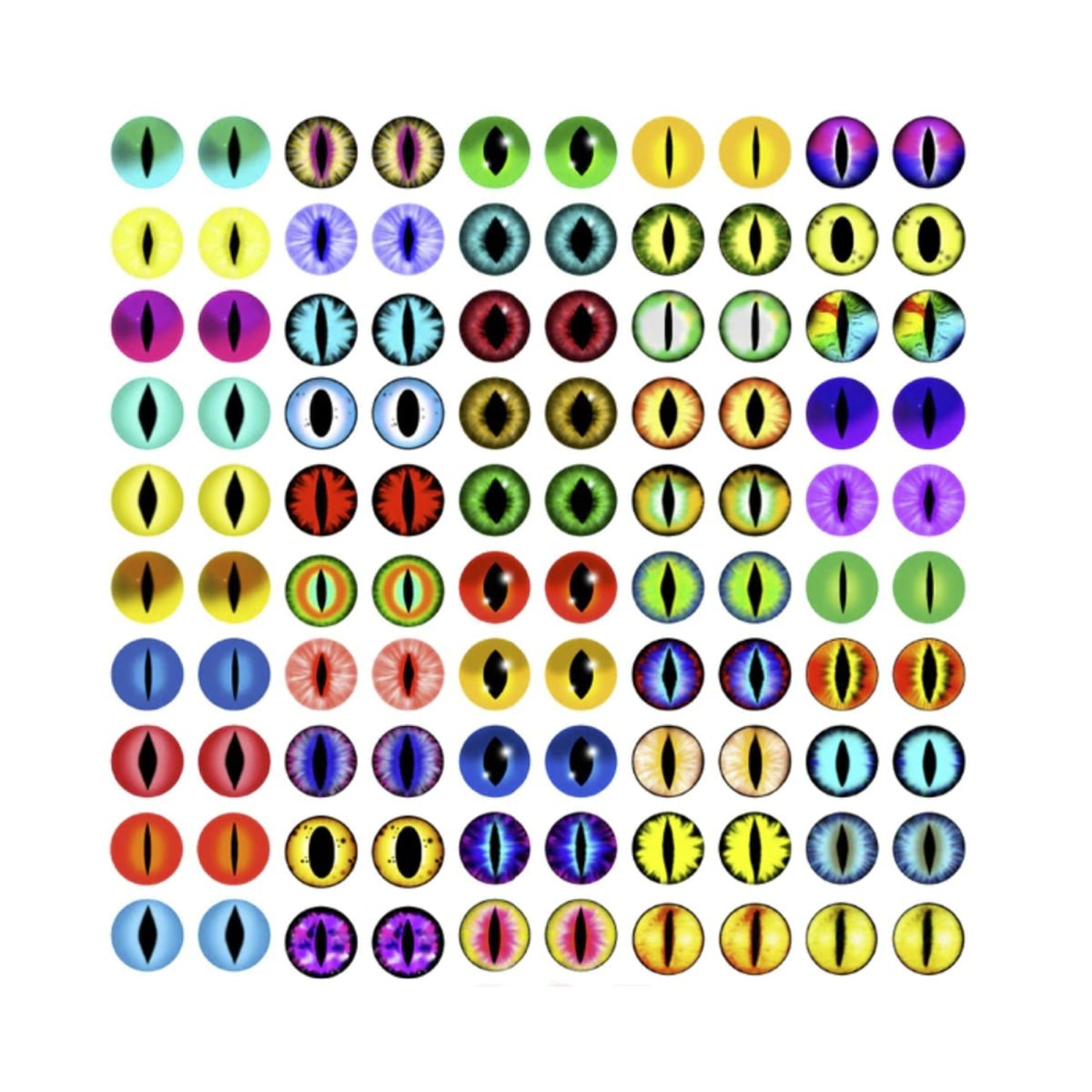 200pcs Round Pupil Glass Eyes 6-12mm Mixed Cats Eye Cabochons – Slit Pupils 6mm, Slit Pupils 8mm, Slit Pupils 10mm, Slit Pupils 12mm