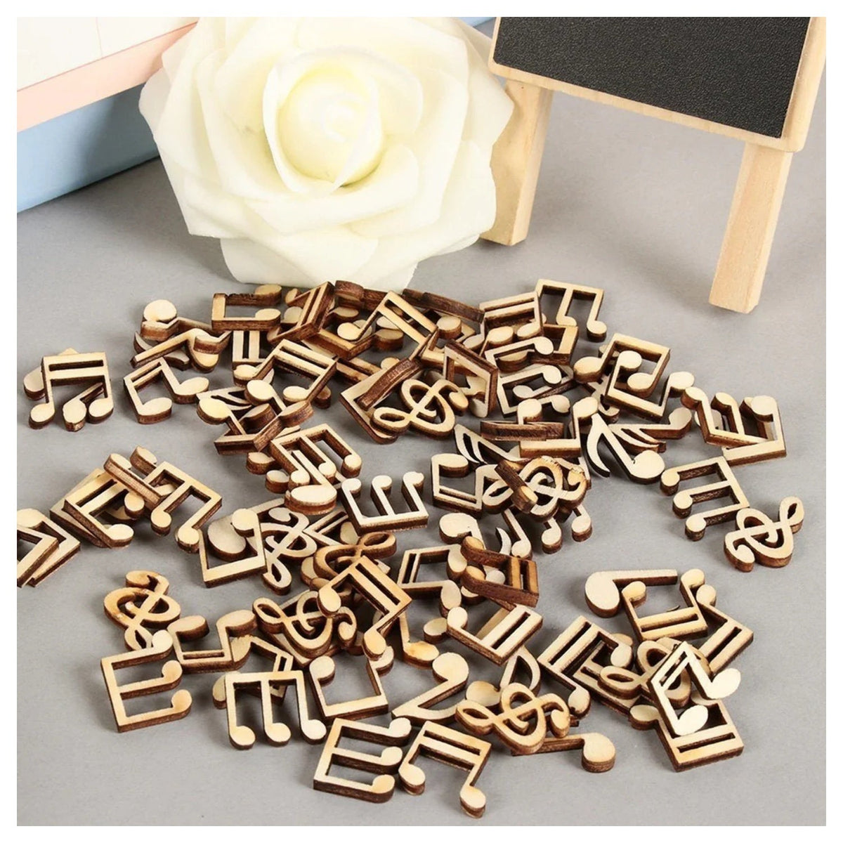 100pcs Wooden Musical Note Shapes for DIY Crafts