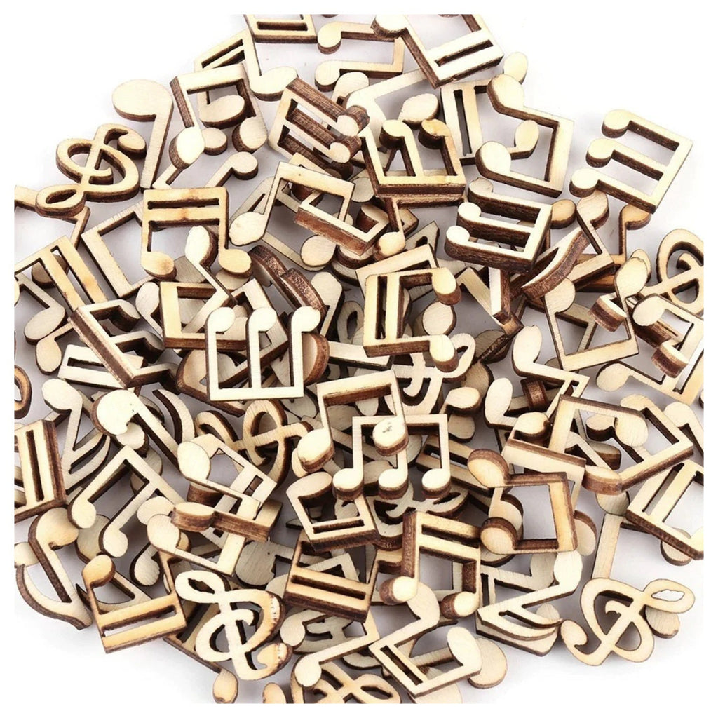 100pcs Wooden Musical Note Shapes for DIY Crafts