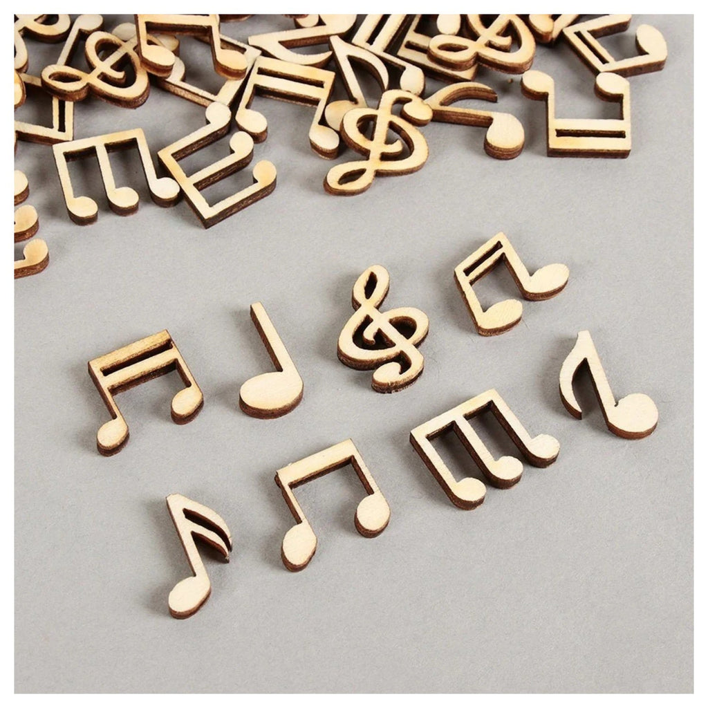 100pcs Wooden Musical Note Shapes for DIY Crafts