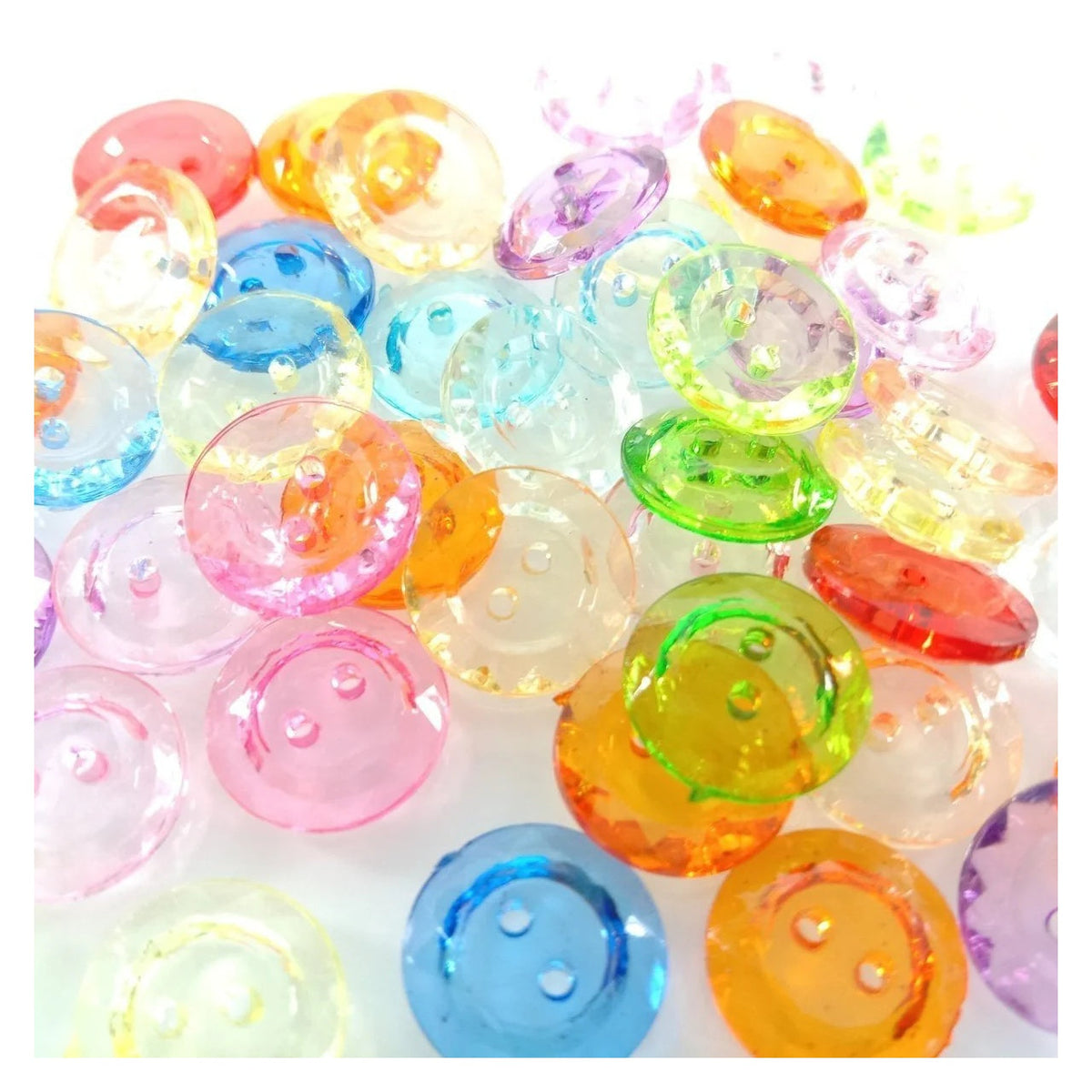 100pcs 12mm 2 Holes Mixed Round Resin Buttons – Assorted colorful buttons on a white background