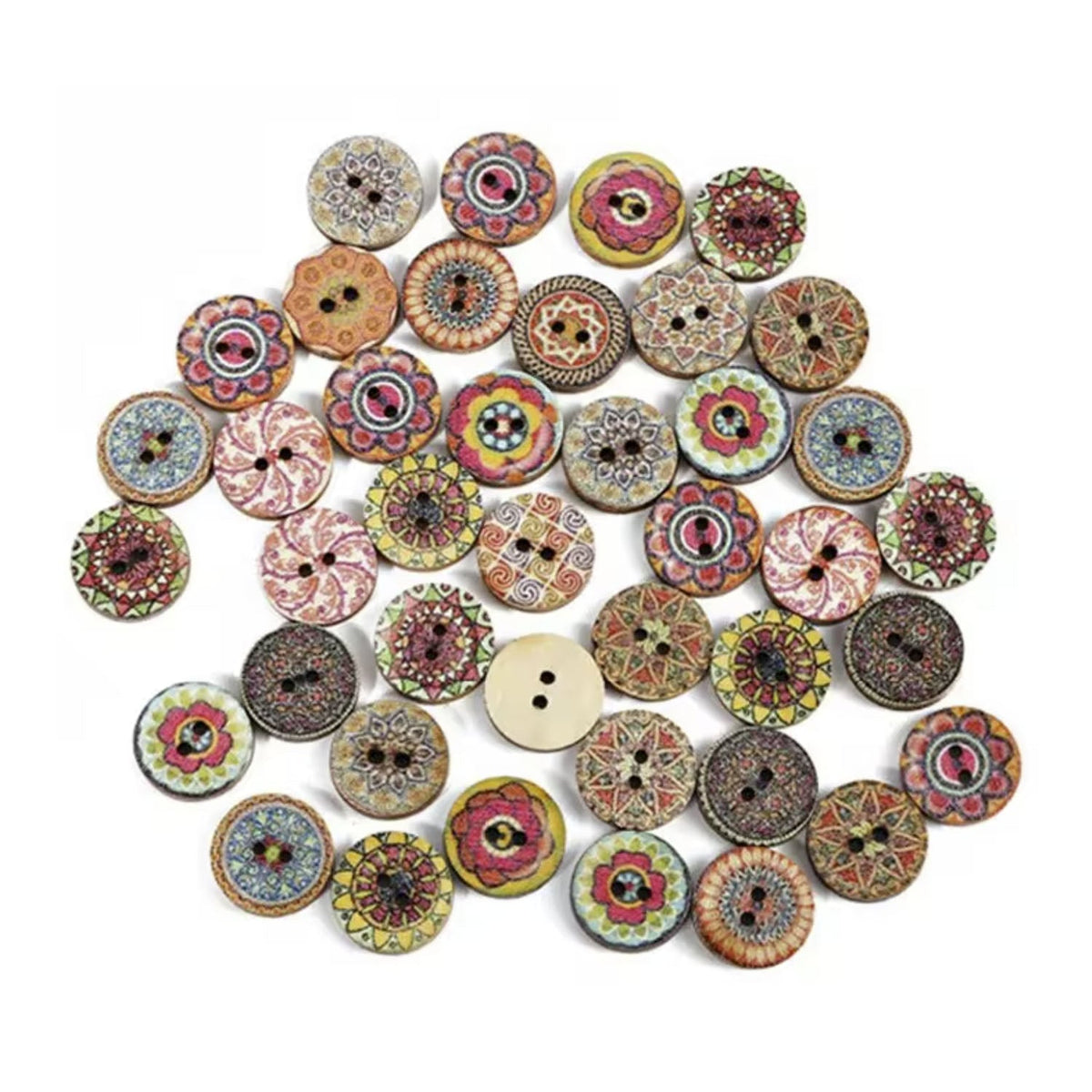 100 Dark Brown Vintage Wooden Buttons 15mm