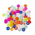 100pcs Resin Buttons 11mm Mixed Colours 4-Hole – Assorted colorful 11mm buttons on a white background