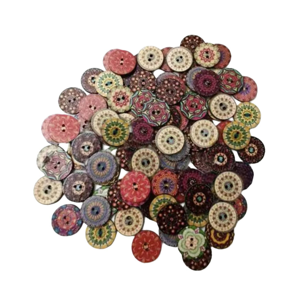 100pcs Round Two-Holes Vintage Wooden Buttons 15mm