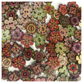 100pcs Flower Shape Wooden Buttons 15mm Dark Brown