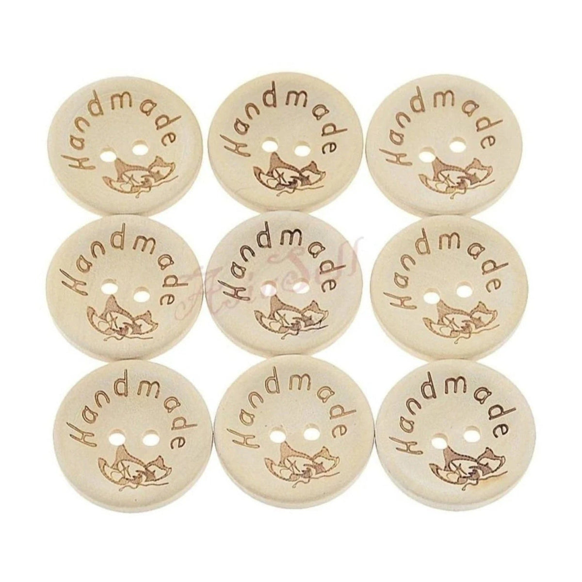 100x 15mm Leaf Design Round Wooden Buttons
