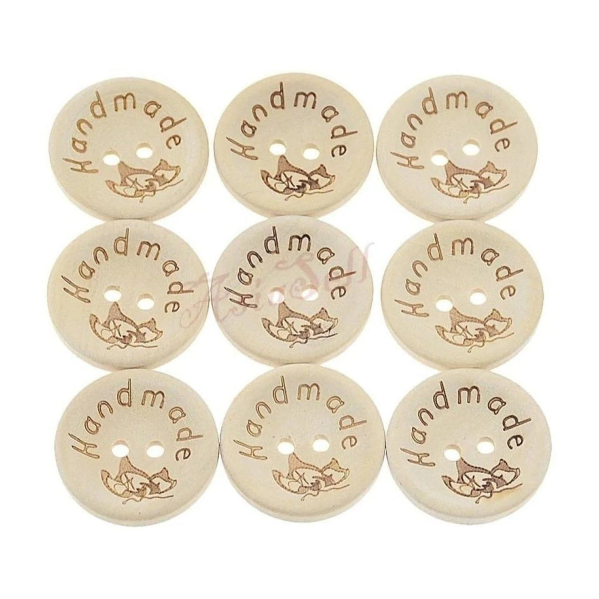 100 25mm Leaf Design Round Wooden Buttons