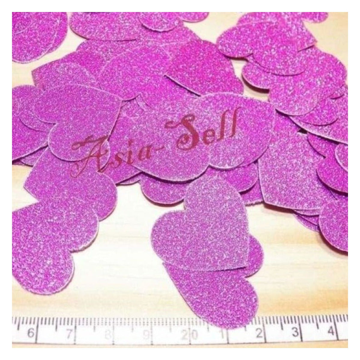 100 Hearts 3cm Pink Purple Glitter Confetti