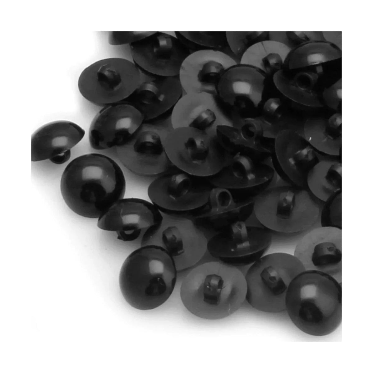 100 Black Mushroom Domed Buttons 9mm-25mm DIY Animal Eyes – 9mm, 10mm, 11mm, 12mm, 13mm, 15mm, 17mm, 20mm, 25mm