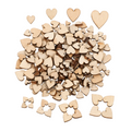 100 Hearts Wooden Craft Discs 6-12mm