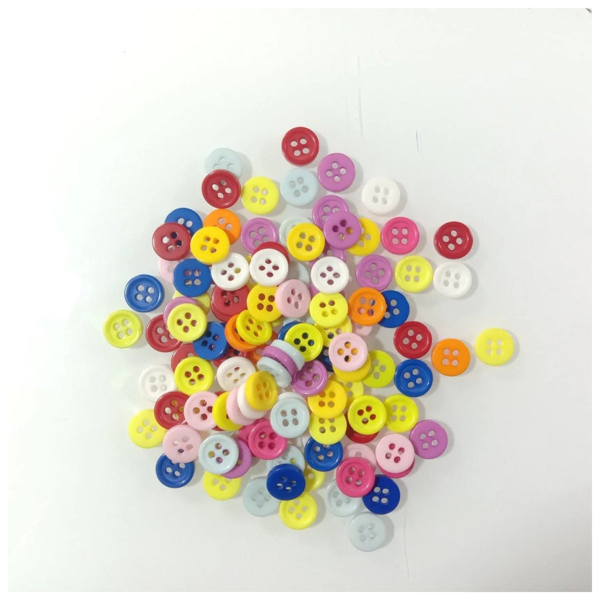 100 Mixed Coloured 9mm 4-Hole Buttons