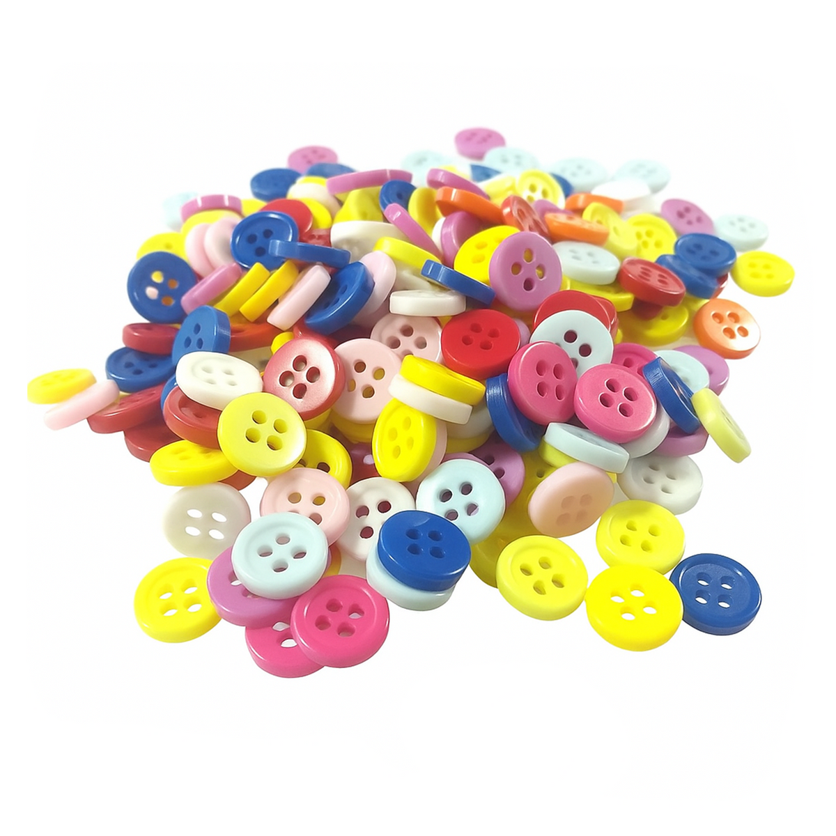 100 Mixed Coloured 9mm 4-Hole Buttons – 100-piece resin button set: Perfect for sewing, repairing, and decorating clothing or crafts.
