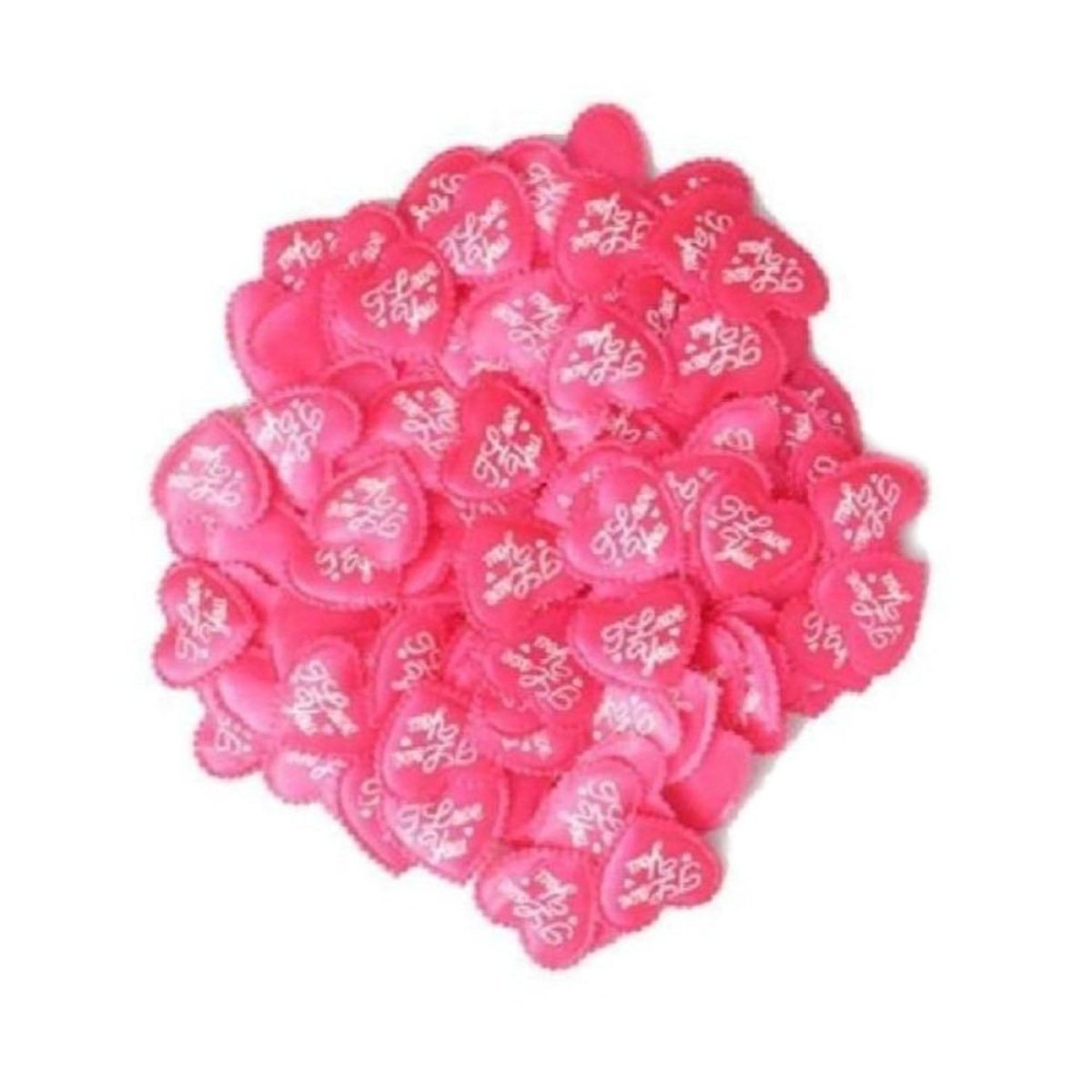 100x Rose Red Fabric Heart Confetti 3.6×3.2cm