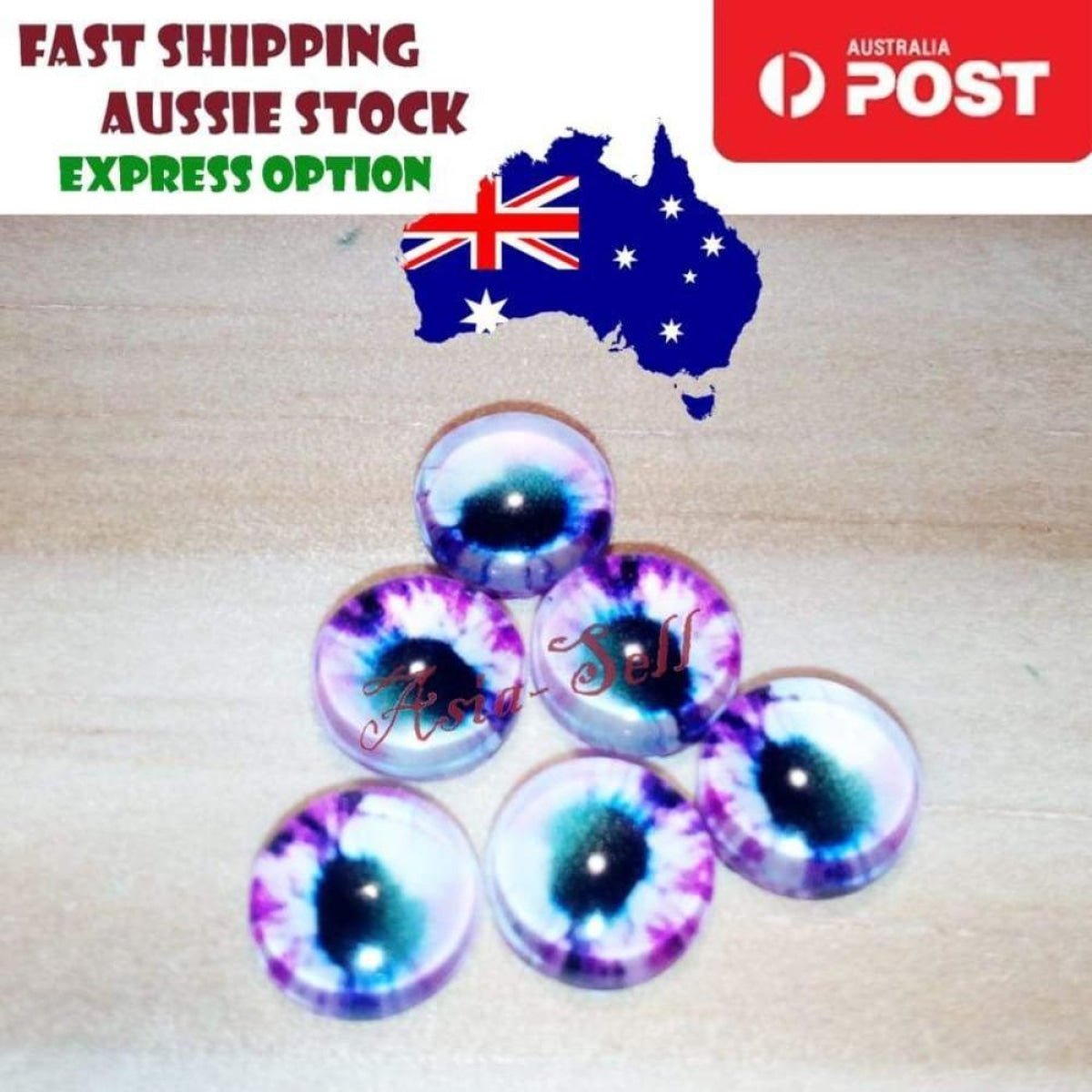 100 x 10mm Glass Doll Eyes – Round, Various Colours