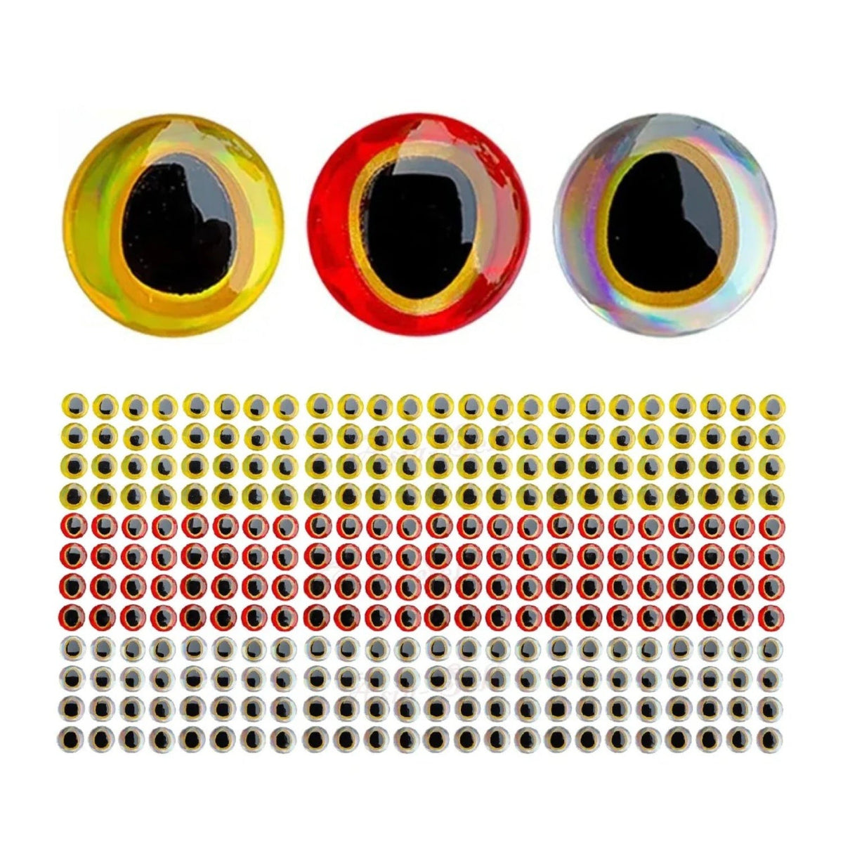 100 Stick-On Fish Eyes Holographic Oval Pupil 6-12mm
