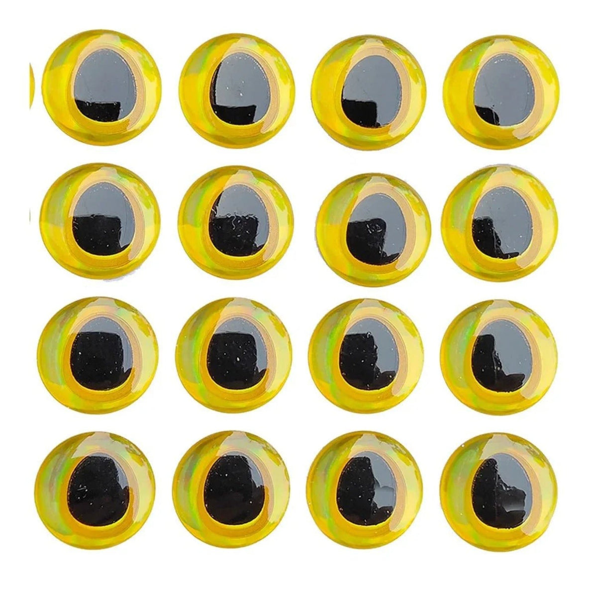 100 Stick-On Fish Eyes Holographic Oval Pupil 6-12mm – Yellow / 6mm, Yellow / 8mm, Yellow / 10mm