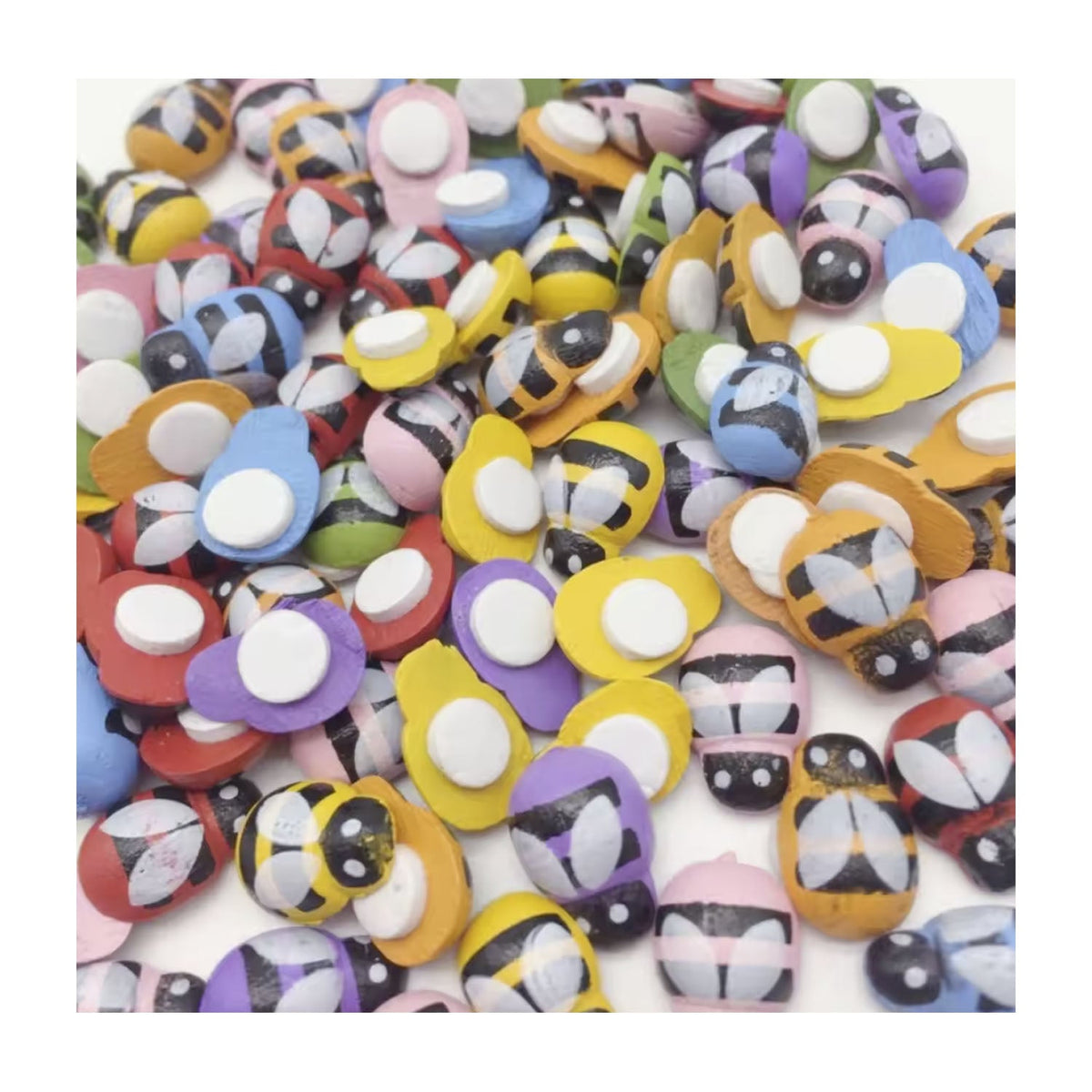 100pcs 9x13mm Wooden Honey Bee Self-Adhesive Embellishments