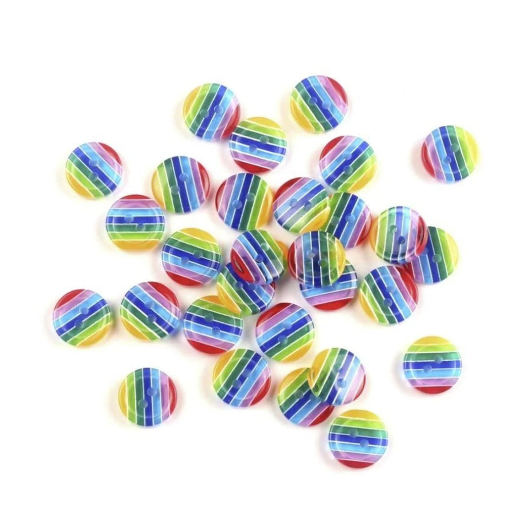 12.5mm Mixed Resin Round Stripe Sewing Buttons – Translucent or Opaque – 10x Translucent