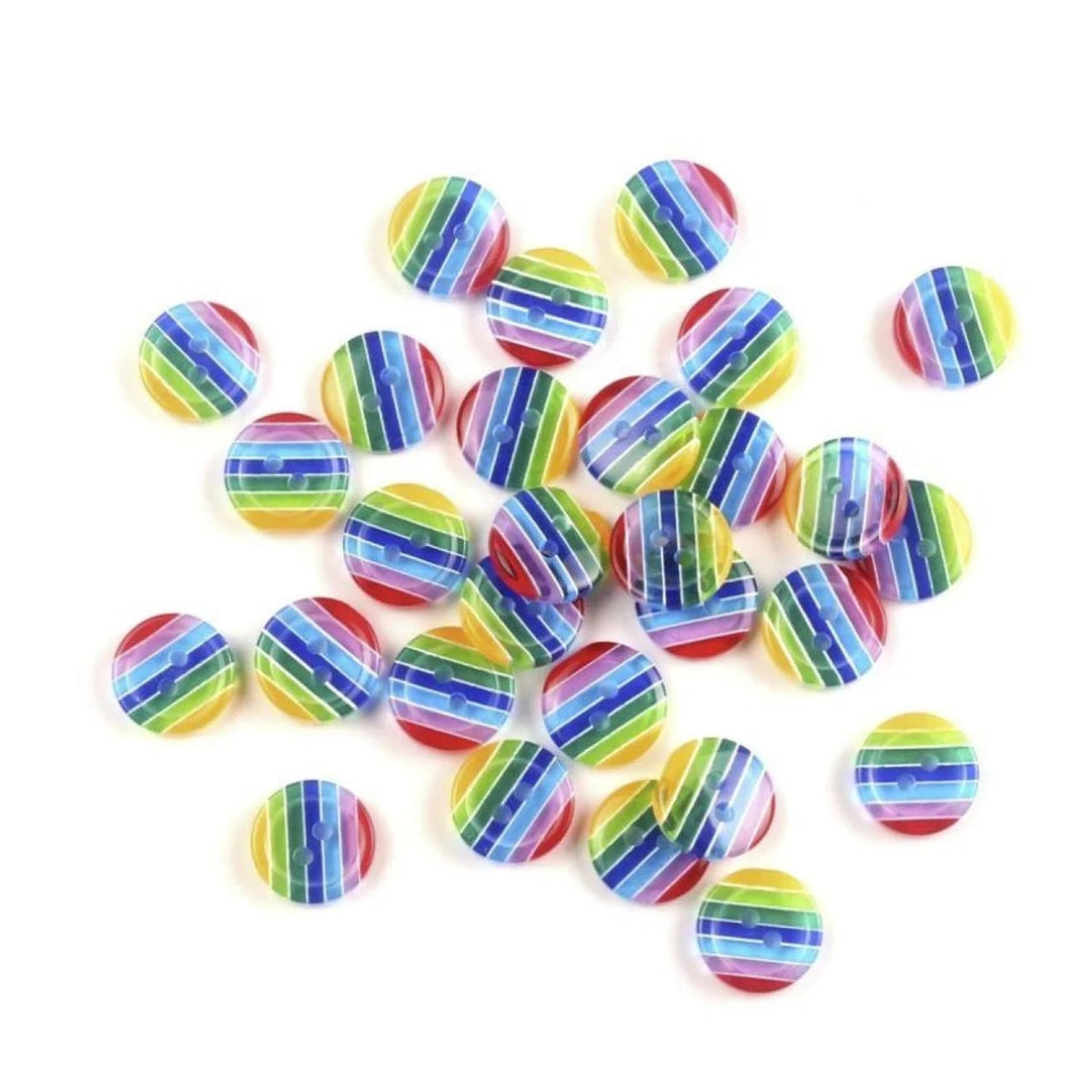 12.5mm Mixed Resin Round Stripe Sewing Buttons – Translucent or Opaque – 10x Translucent