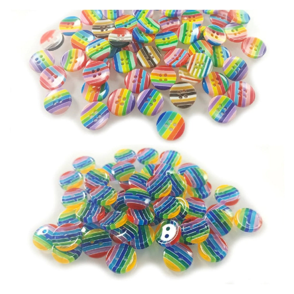12.5mm Mixed Resin Round Stripe Sewing Buttons – Translucent or Opaque