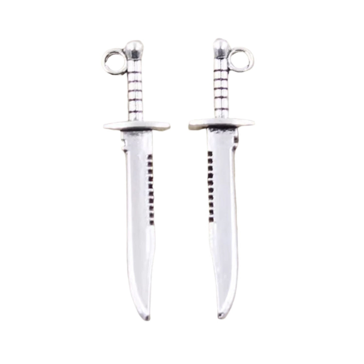 Sword Dagger Charms 43x10mm Antique Bronze Silver – Silver / 10, Silver / 30