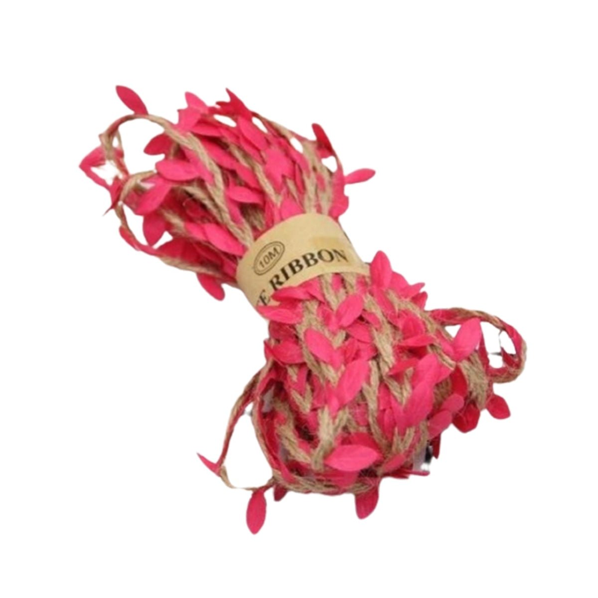 10m Artificial Vine Green Leaf Hessian Jute Twine Rope – Bright Pink