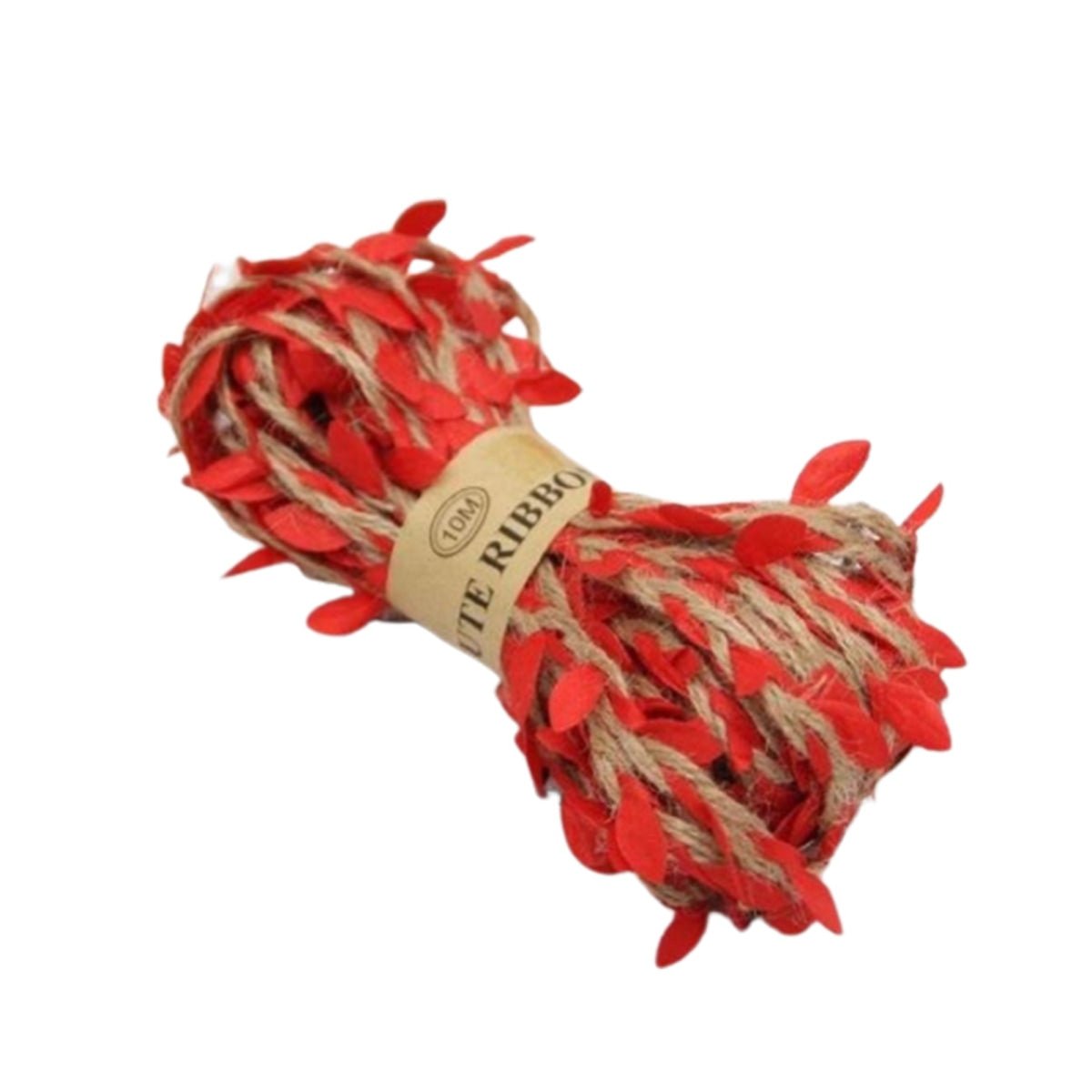 10m Artificial Vine Green Leaf Hessian Jute Twine Rope – Red