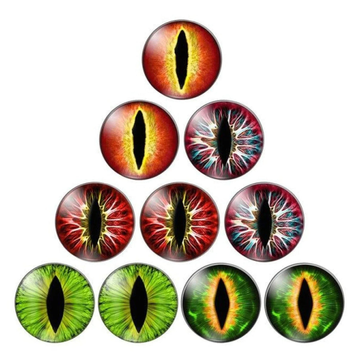 Cats Eye & Dragon Eye Round Glass Cabochon Flatback Setting (10pcs) – Mix A 10mm, Mix A 12mm, Mix A 14mm, Mix A 16mm, Mix A 18mm, Mix A 20mm, Mix A 22mm, Mix A 25mm